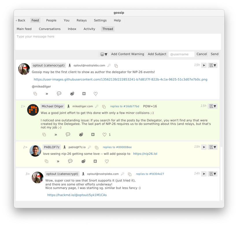 Gossip Screenshot, Default Light Theme